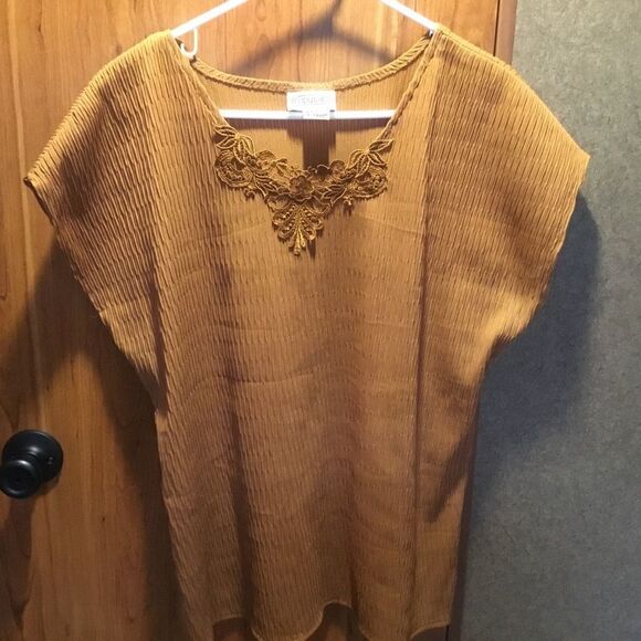 NWOT Copy Cats Brand Ginger Color S/S Blouse Womens Size XL - Picture 2 of 8